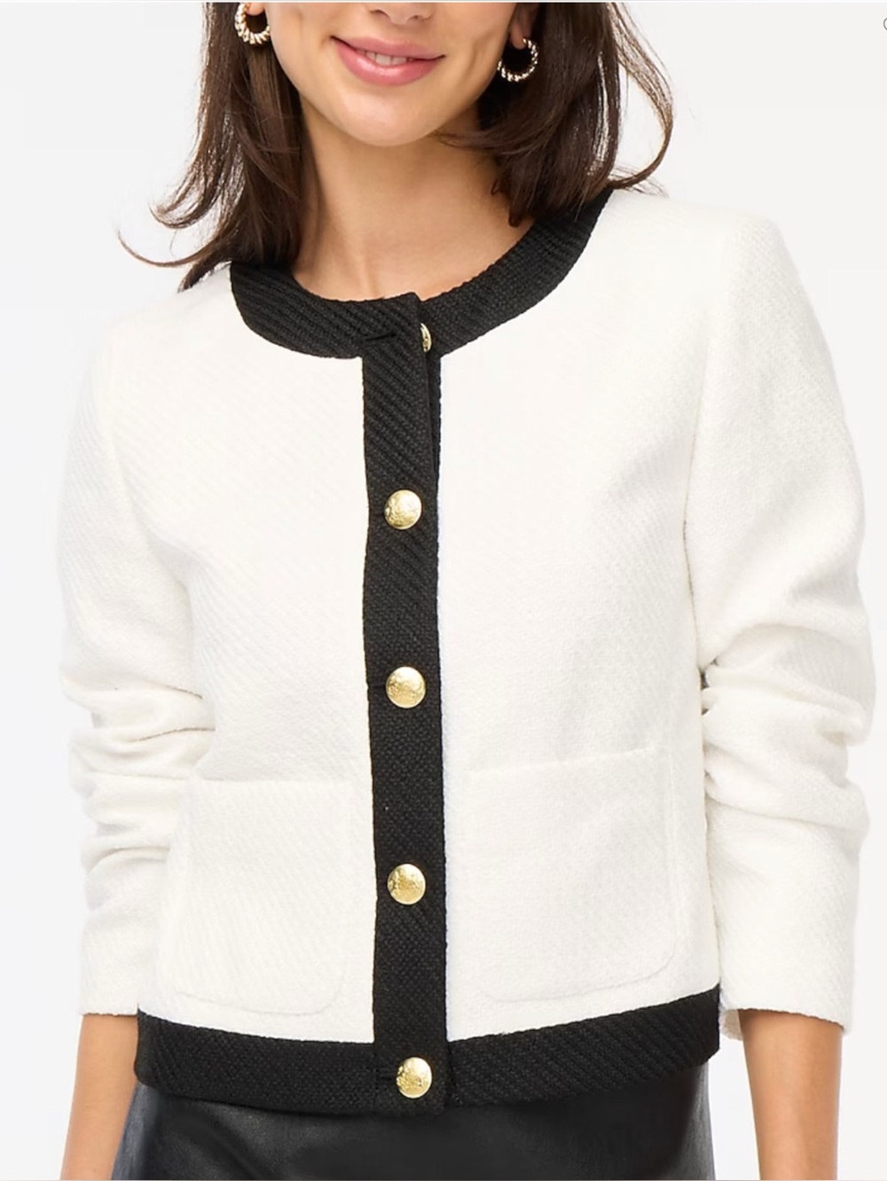 NWT J.Crew $218 Woman's Tweed Lady Jacket, Ivory/Black Size 8